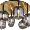 Deckenlampe - schwarz-messingfarben - Metall-Glas - 65 cm breit