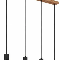 Pendelleuchte - schwarz matt-goldfarben - Metall - 120cm