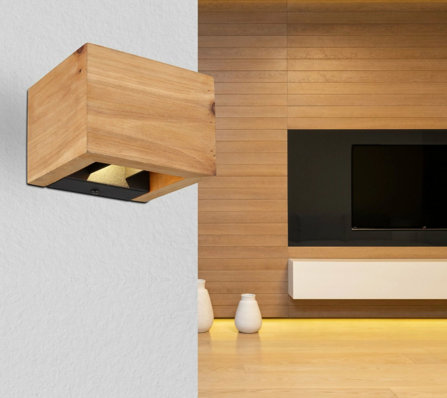 LED-Wandleuchte - holzfarben-schwarz - 13,2 cm – Bild 2