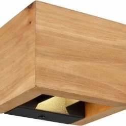 LED-Wandleuchte - holzfarben-schwarz - 13,2 cm