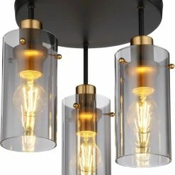 Deckenlampe - schwarz matt-Messing matt - Metall