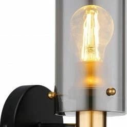 Wandlampe - schwarz matt-messingfarben - Metall