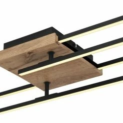 LED-Deckenleuchte - schwarz-holzfarben - drehbar - 80 cm