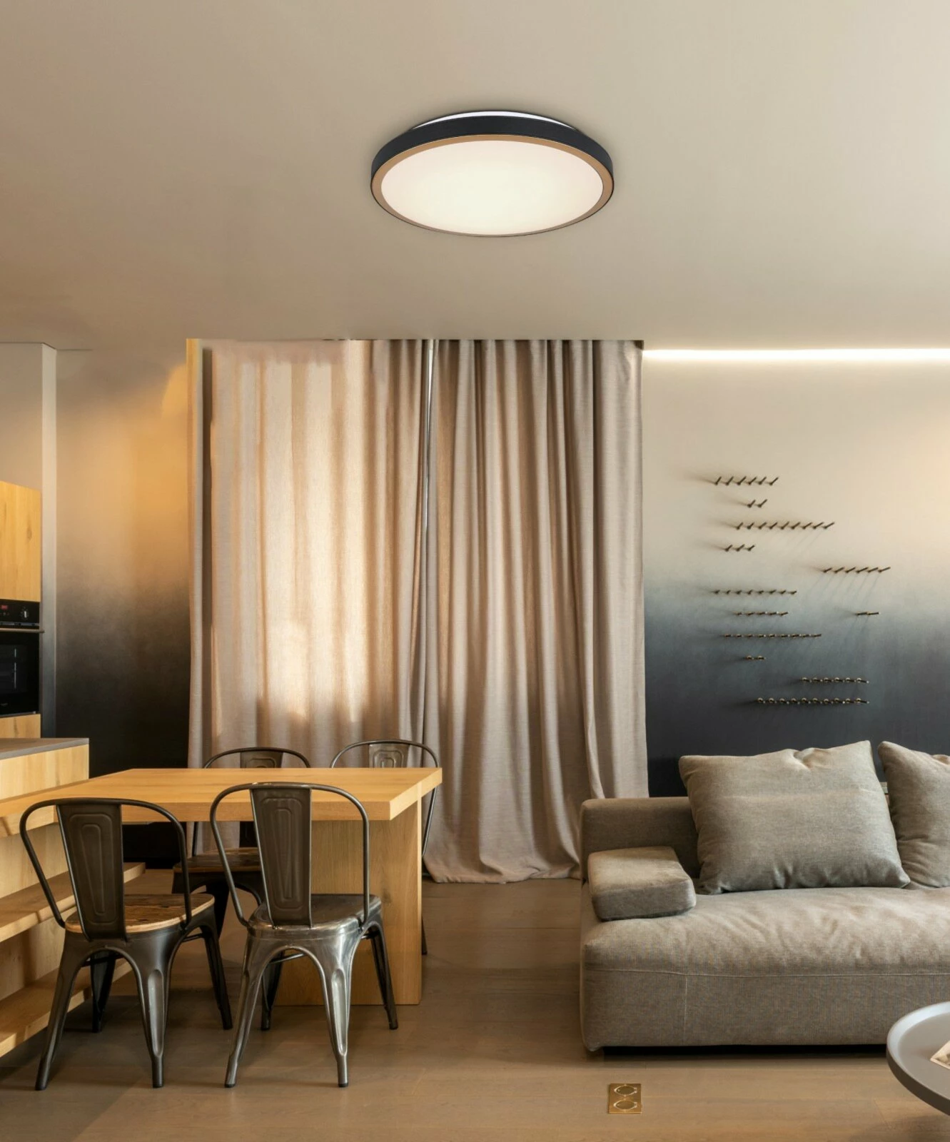 LED-Deckenleuchte -schwarz-weiß-messingfarben - Ø 42 cm – Bild 2