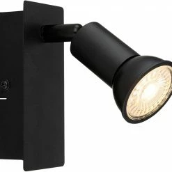 Wandstrahler - schwarz matt - Metall - Wippschalter