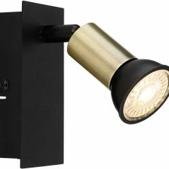 Wandstrahler - schwarz matt-gold - Metall - Wippschalter