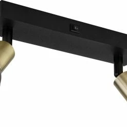 Deckenstrahler - schwarz matt-gold - Metall - Wippschalter