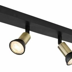 Deckenstrahler - schwarz matt-gold - Metall - 50 cm