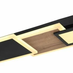 LED-Deckenleuchte - schwarz matt - holzfarben - 106 cm