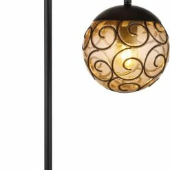 LED-Tischlampe - schwarz matt-holzfarben - mit Schalter