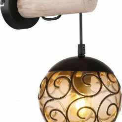 LED-Wandleuchte - schwarz matt-naturfarben - 36 cm