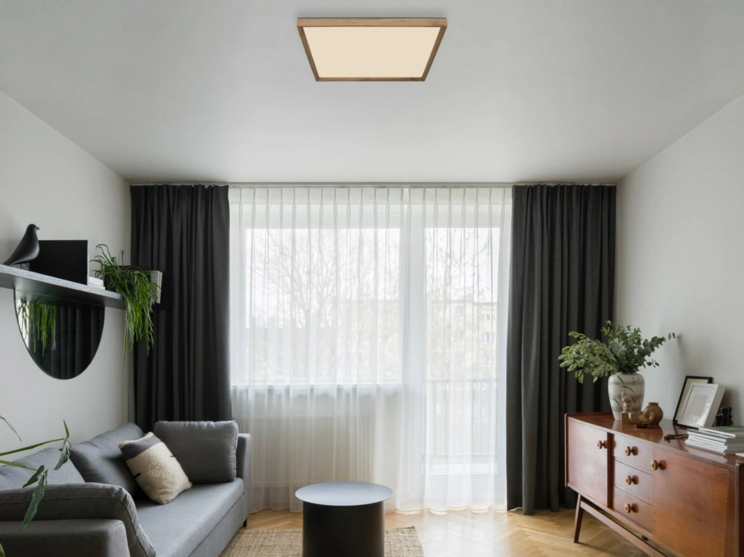 LED-Deckenleuchte - weiß matt - holzfarben - 60 cm – Bild 2