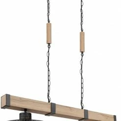 Pendelleuchte - natur-goldfarben-schwarz matt - 80 cm