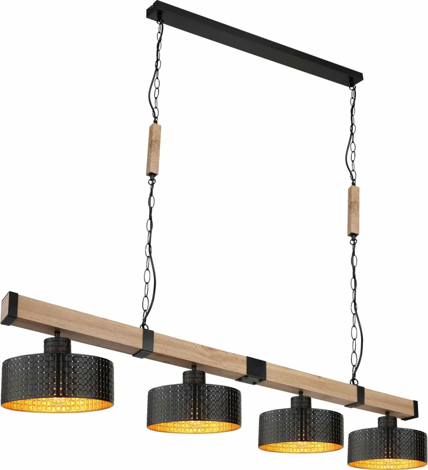 Pendelleuchte - natur-goldfarben-schwarz matt - 140 cm