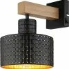 Wandlampe - natur-goldfarben-schwarz matt - 24,5 cm