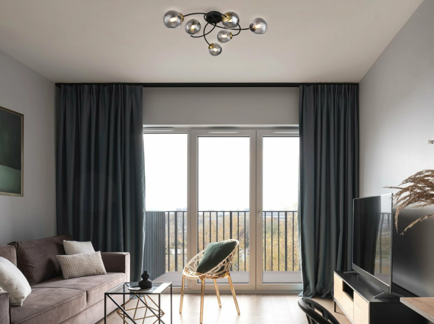 Deckenlampe - schwarz matt-Messing matt - 52 cm – Bild 2