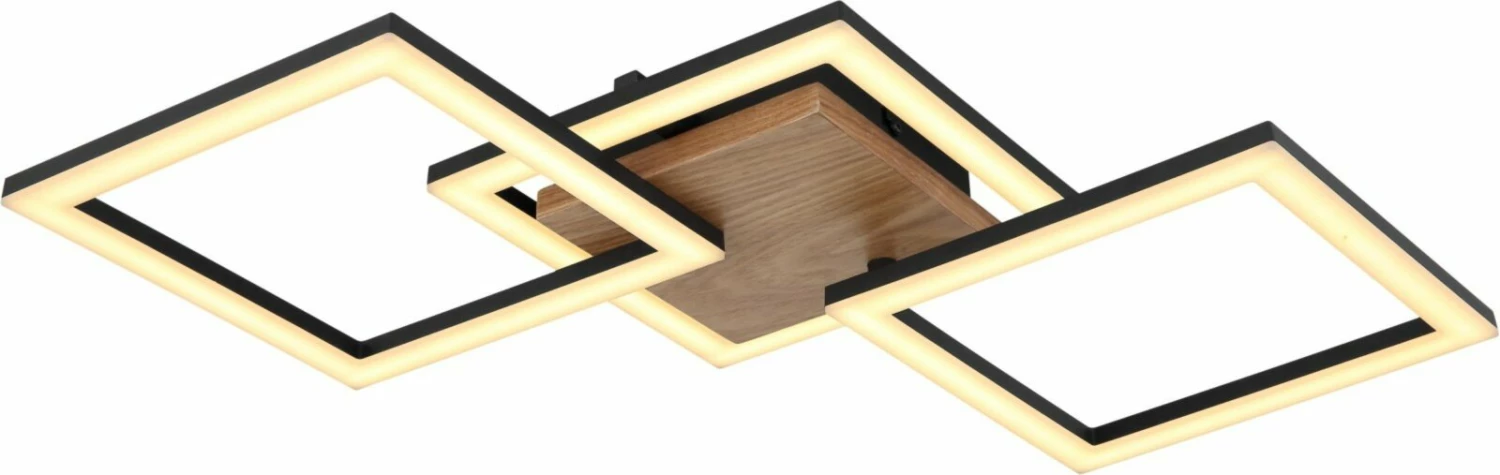 LED-Deckenleuchte - schwarz matt - holzfarben - 66 cm