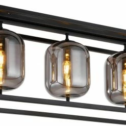 Deckenlampe - schwarz-matt-rauchfarben - Metall