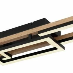 LED-Deckenleuchte - holzfarben - schwarz mattt - 100 cm