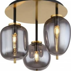 Deckenlampe - messingfarben matt - Metall - 46 cm Ø